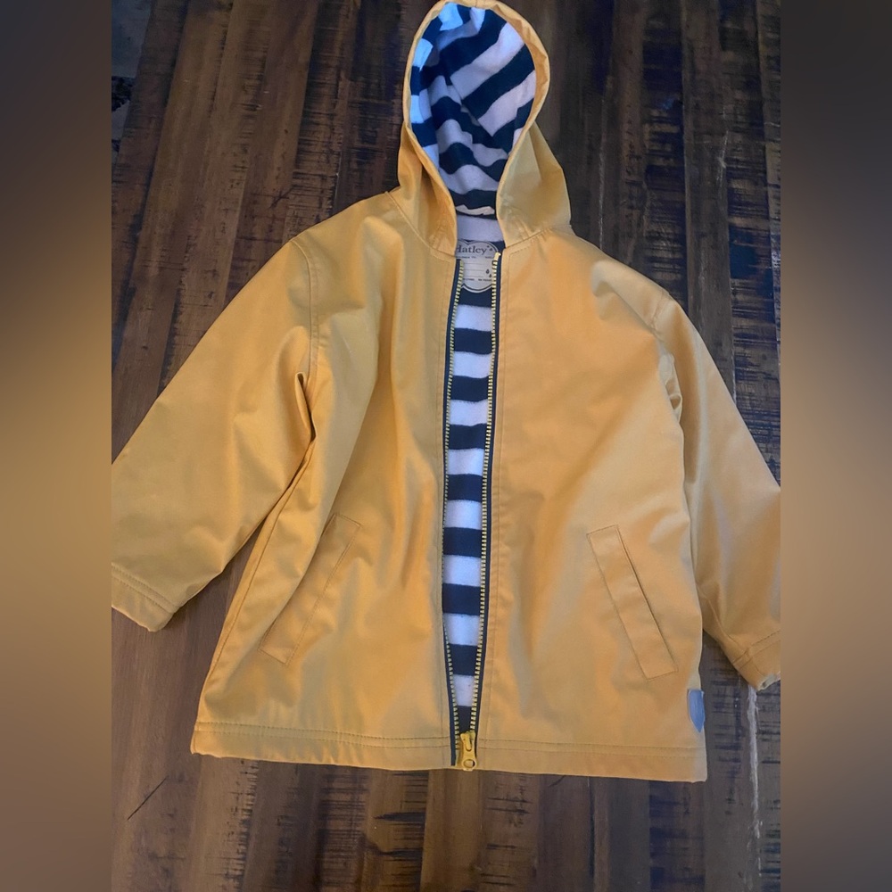 Hatley Yellow Raincoat with Striped Lining